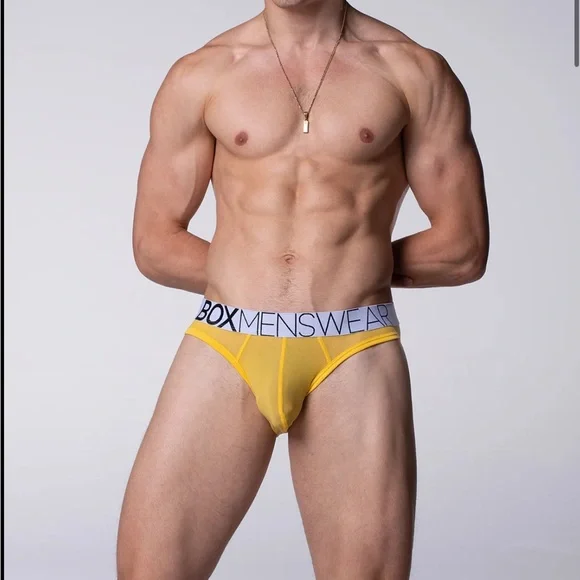 Box Menswear All Over mesh Briefs- Mellow Yellow M New - Picture 3 of 8